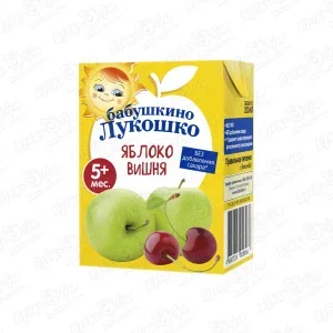 Фото для Сок Бабушкино Лукошко яблоко-вишня 200мл с 5мес