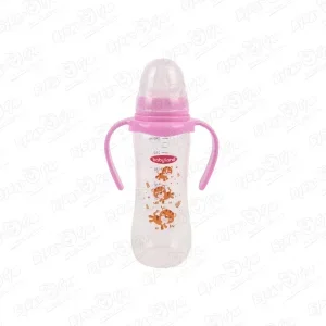 Фото для Бутылка babyland с ручками и силиконовой соской 240мл с 6мес розовая