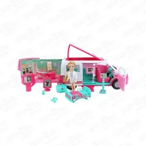 Фото для Набор игровой Кукла миниатюрная с фургоном скорой помощи
