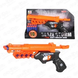 Фото для Бластер-пистолет BLAZE STORM ручной 10патронов черно-оранжевый