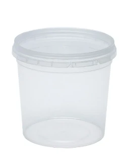 Одноразовый пластиковый контейнер: круглый с прозрачным основанием, 1000 мл. 300 шт.