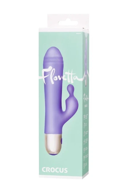 Фото для Вибратор с клиторальной стимуляцией Flovetta Crocus, силикон, фиолетовый, 17,5 см