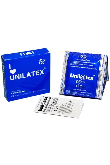 Фото для Презервативы Unilatex, natural plain, гладкие, классические, 19 см, 5,4 см, 3 шт., Испания