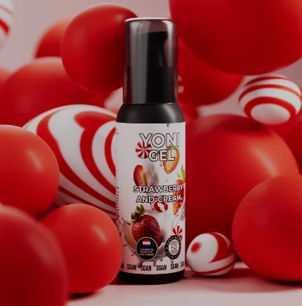 Фото для Съедобный лубрикант SGAN YONI GEL со вкусом клубники со сливками, 100 мл