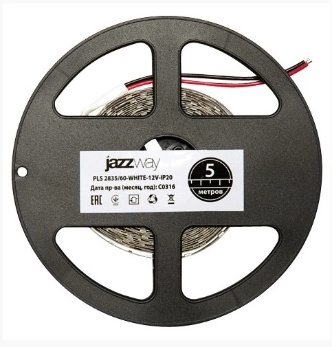 Лента светодиодная PLS 2835/60-12V бВт/м 6500К холод, бел. IP20 (уп.5м) JazzWay 2858009