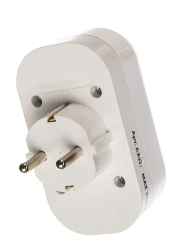 Разветвитель 2 гнезда с заземл. плоский 16А UNIVersal А302