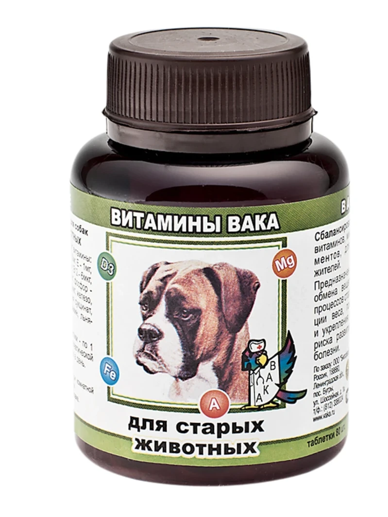 Вака витамины д/собак старых 80 таб.