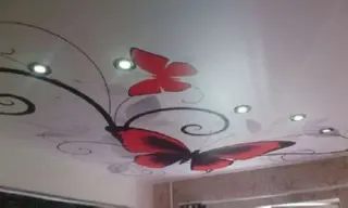 Элегантный натяжной потолок "Красный мотылек"